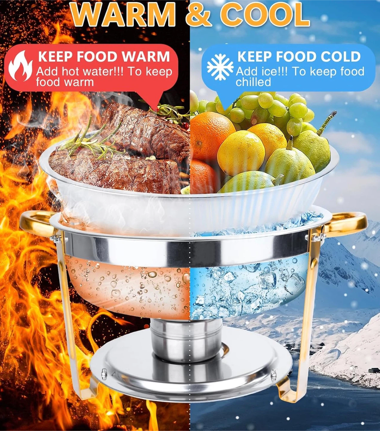 4-Pack 6 QT Stainless Steel Chafing Dish Set - photo 3