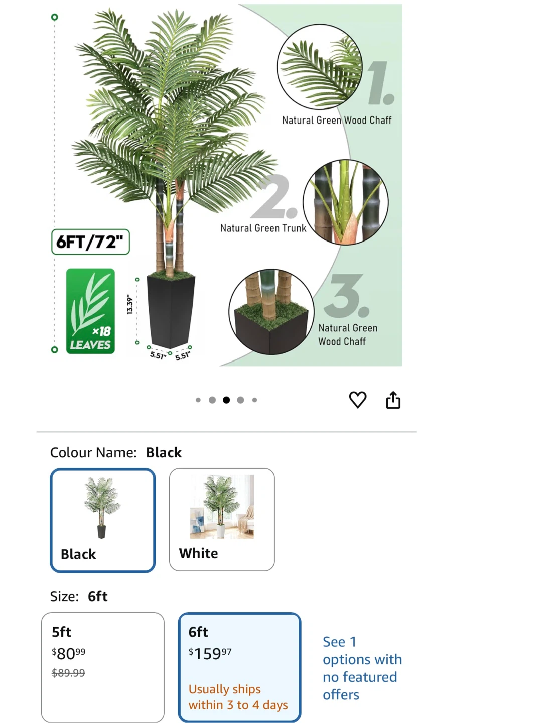 6ft Artificial Palm Tree - photo 2