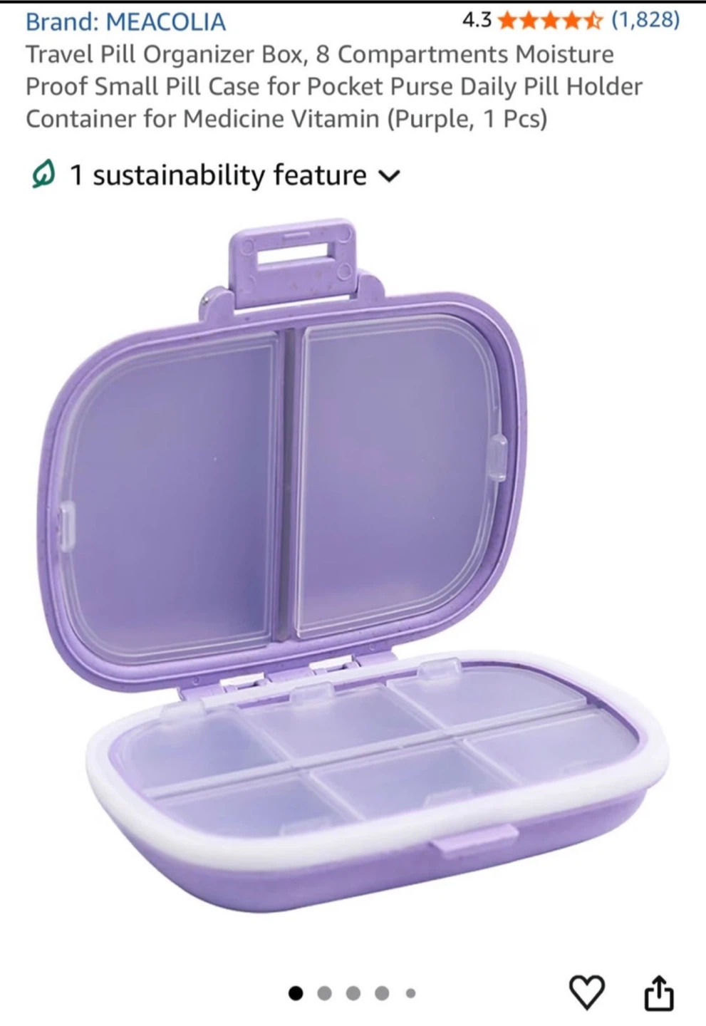 Brand new MEACOLIA Travel Pill Organizer Box