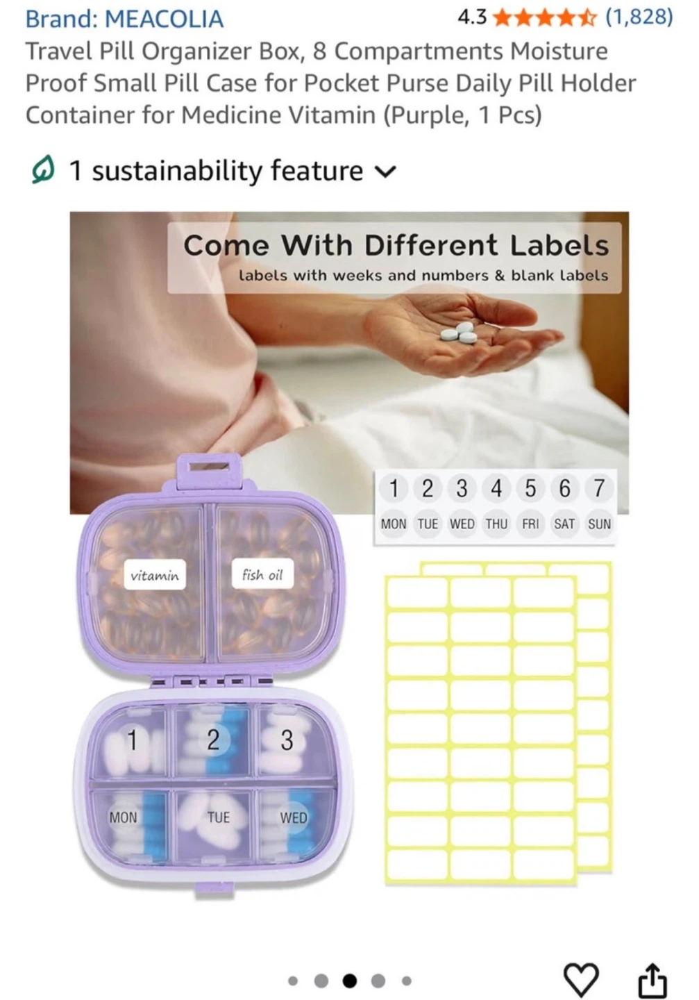 Brand new MEACOLIA Travel Pill Organizer Box - photo 4