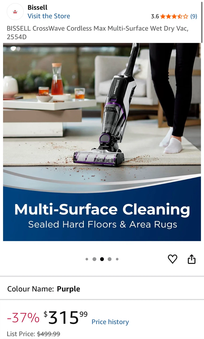Bissell CrossWave Cordless Max Wet Dry Vac 2554D