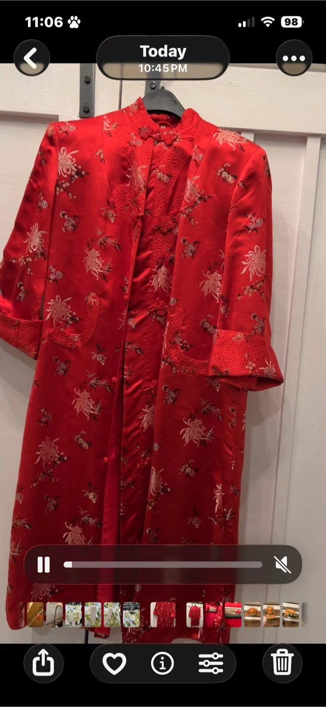 Peony Brand Red Silk Robe