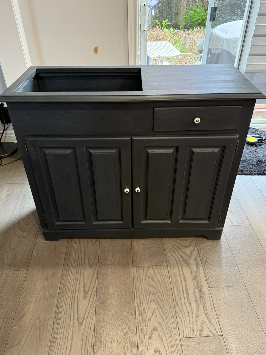 Black Vanity Cabinet with Cutout