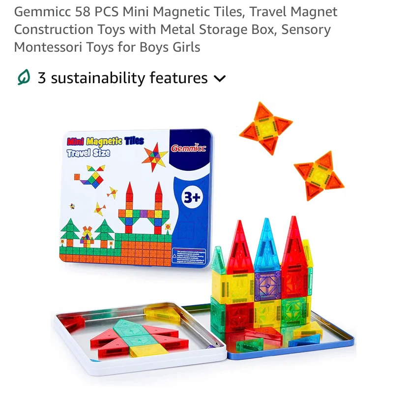 58 PCS Mini Magnetic Tiles, Travel Magnet Tiles
