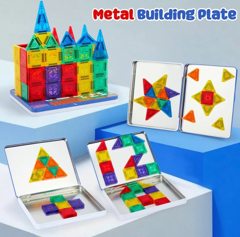 58 PCS Mini Magnetic Tiles, Travel Magnet Tiles - photo 3