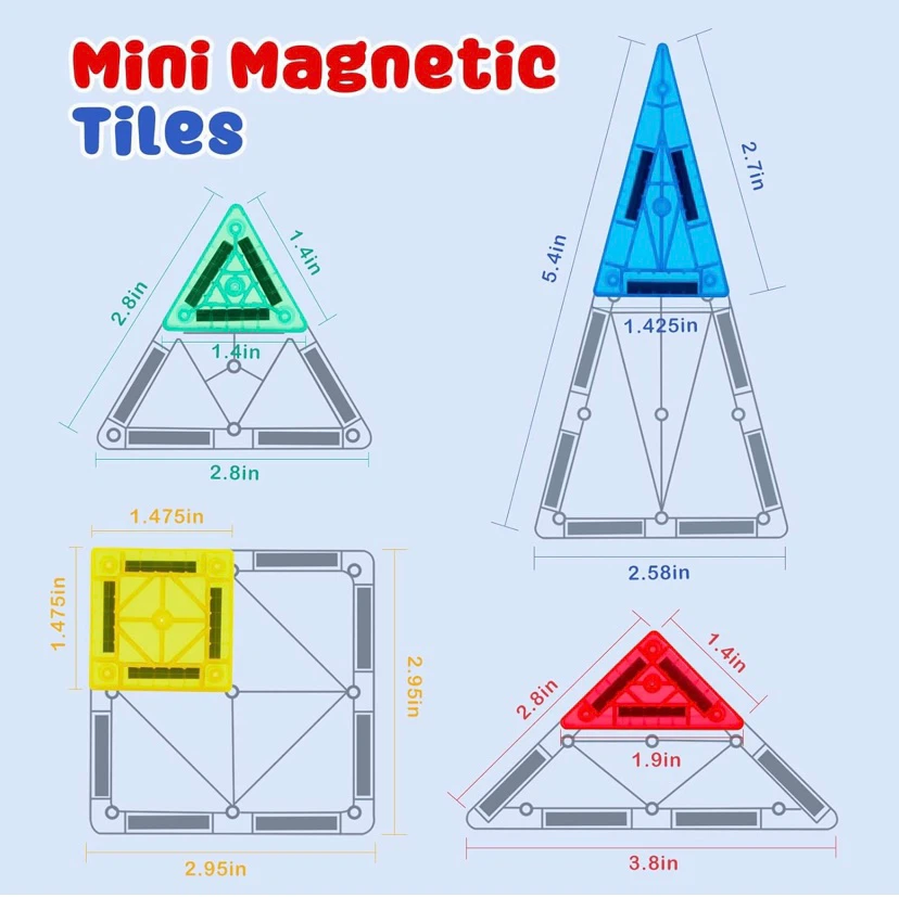 58 PCS Mini Magnetic Tiles, Travel Magnet Tiles - photo 4