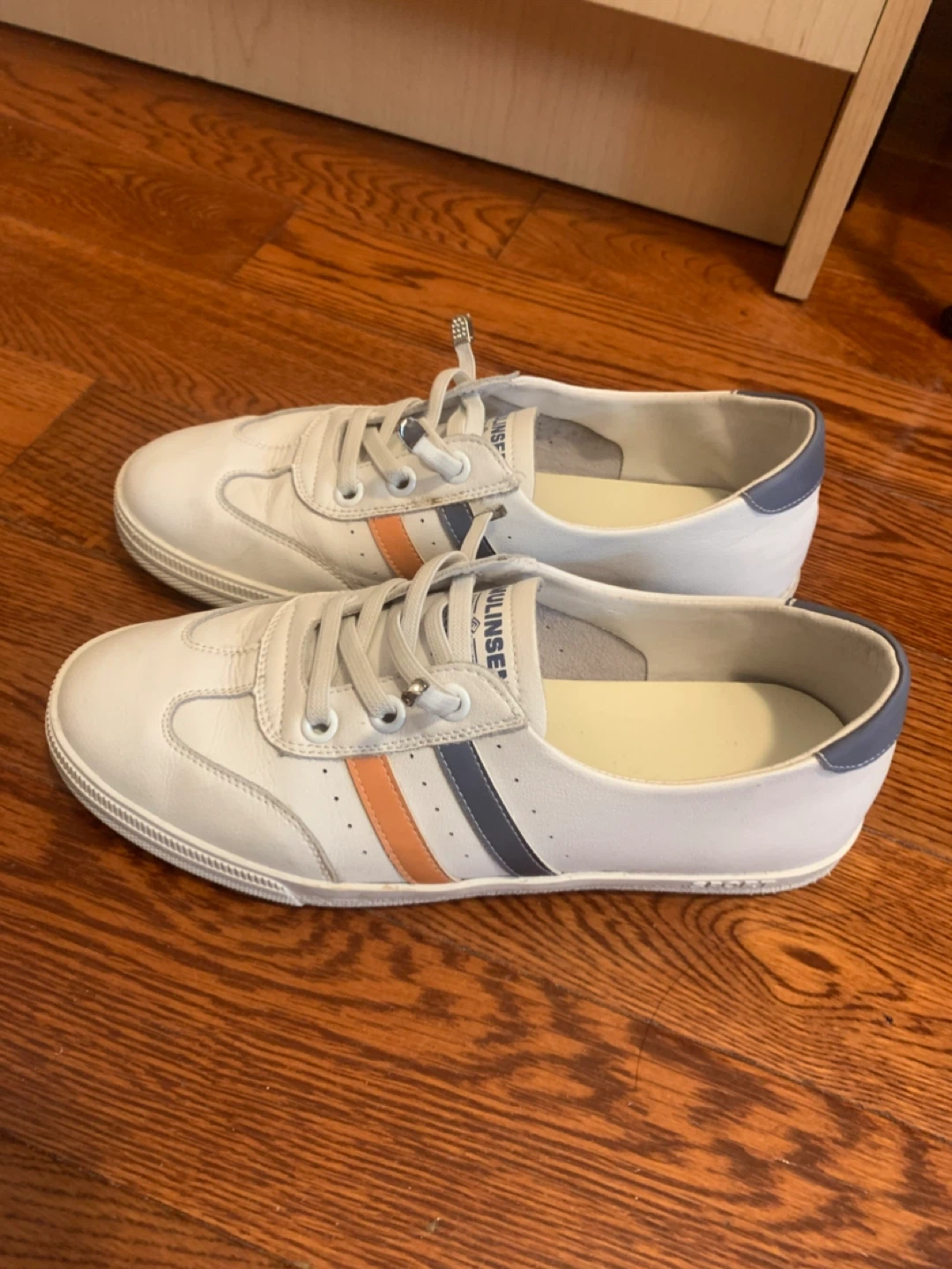 Size 36 White Leather Retro Sneakers Stripe Details - photo 2