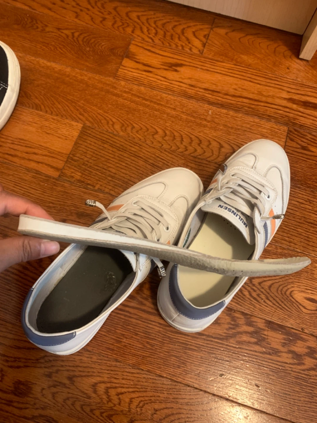 Size 36 White Leather Retro Sneakers Stripe Details - photo 5