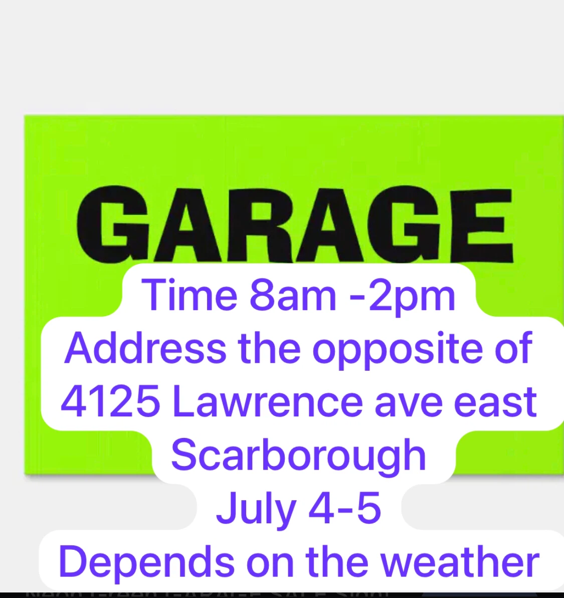 Garage Sale - Scarborough July 4-5