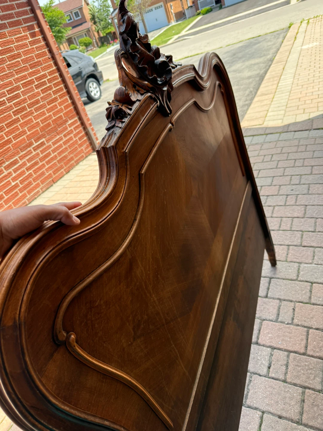Vintage Wood Headboard and bed