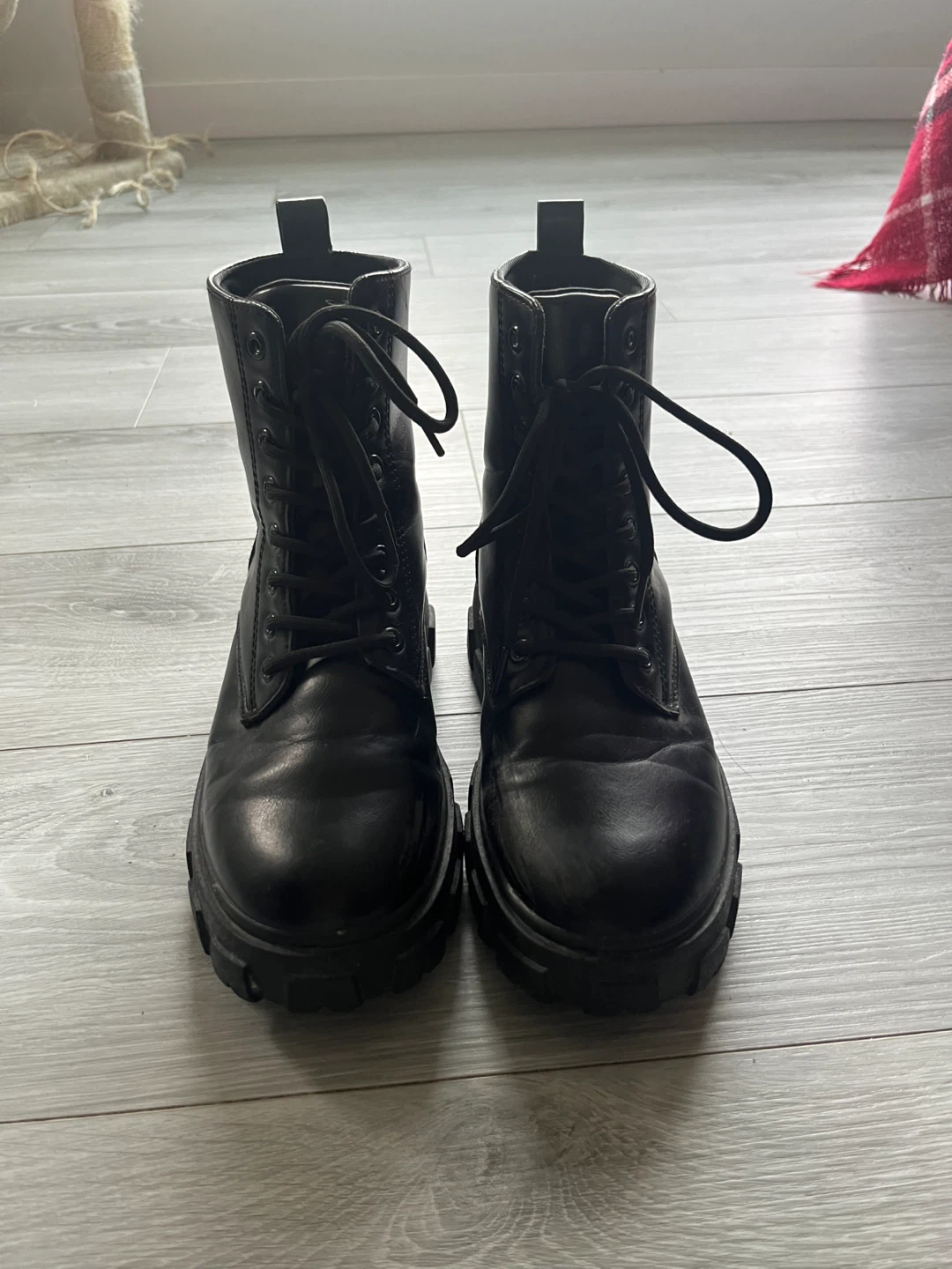 Black Lace-Up Combat Boots