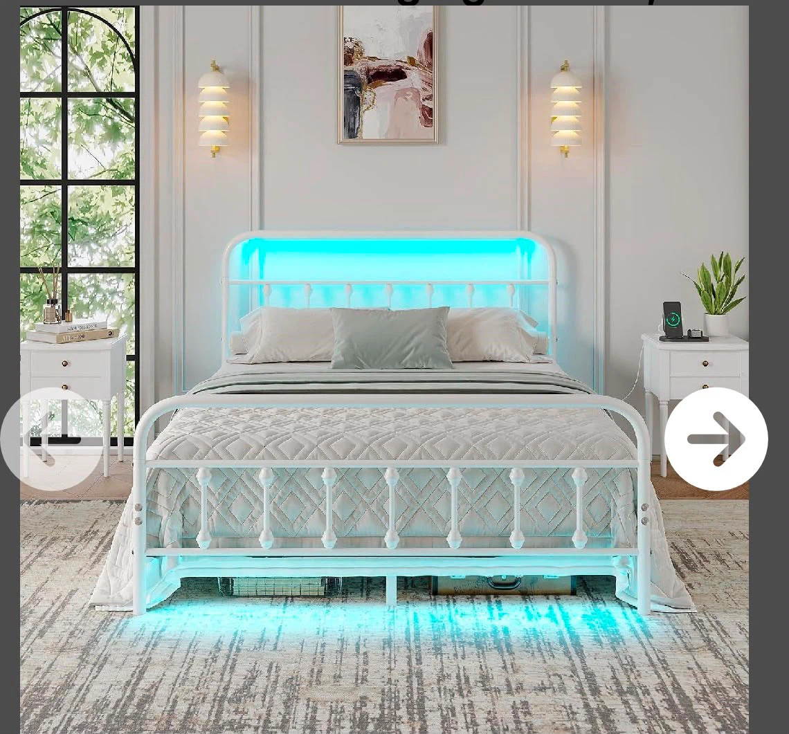 White Metal Bed Frame - Full Size - photo 2
