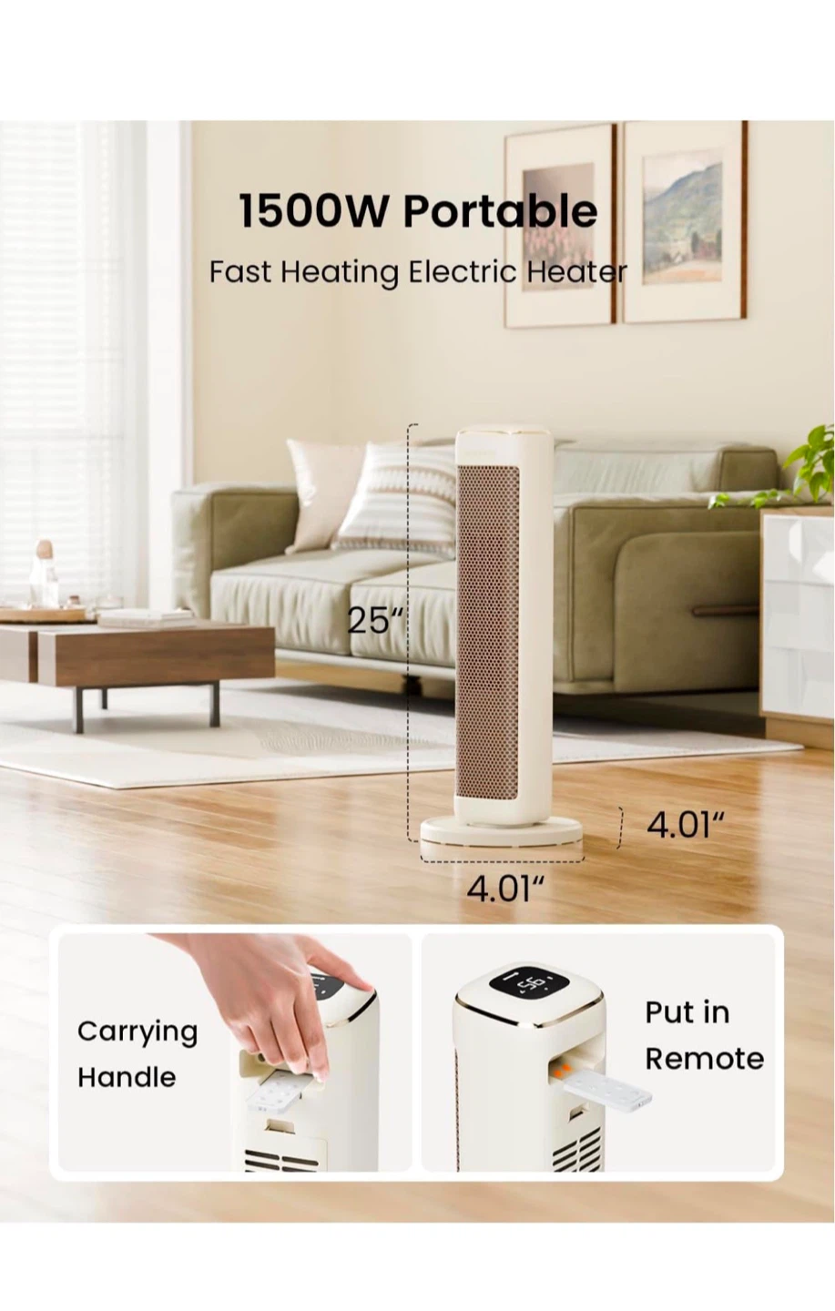 AirMate 1500W Portable Electric Heater - photo 2