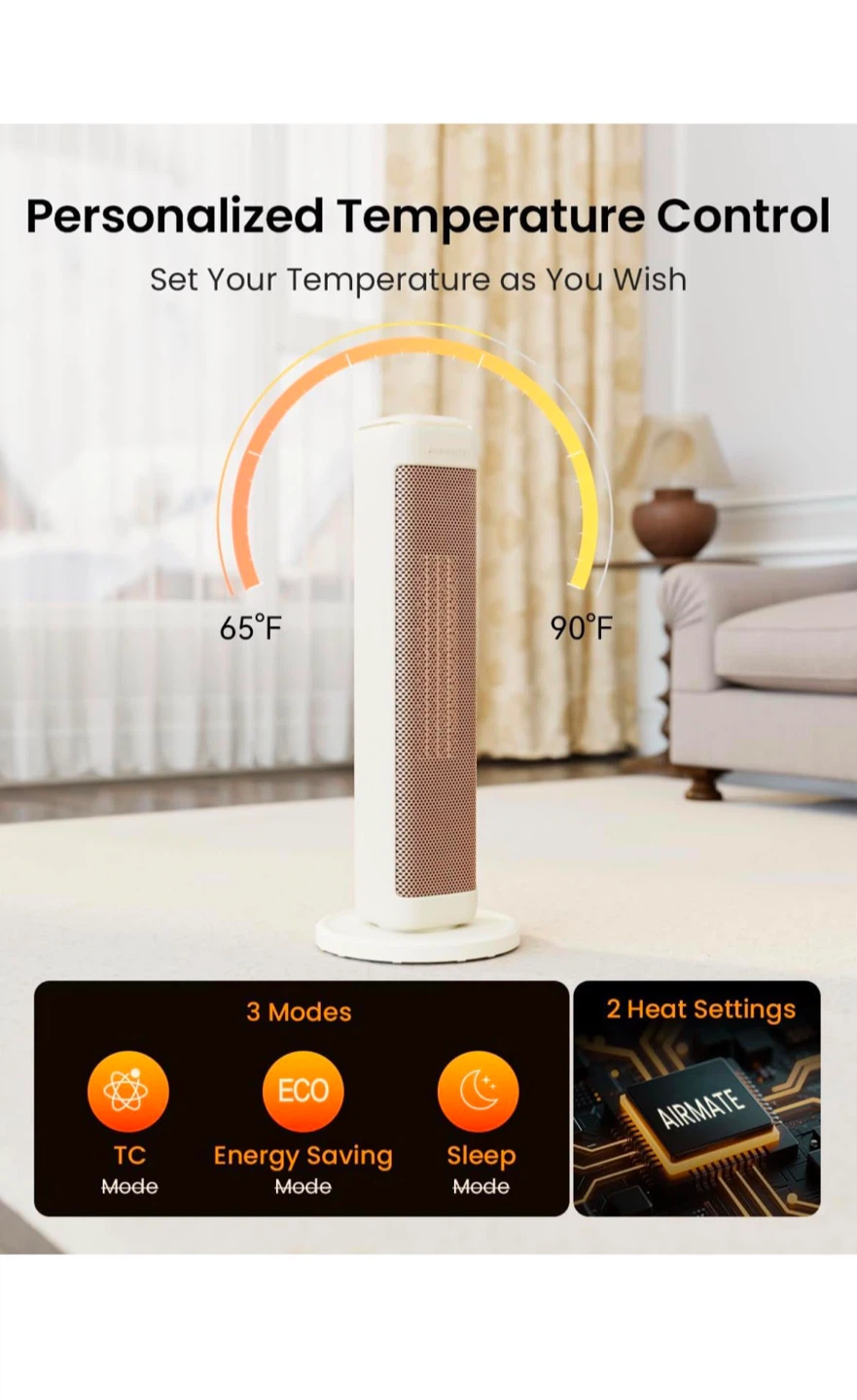 AirMate 1500W Portable Electric Heater - photo 3