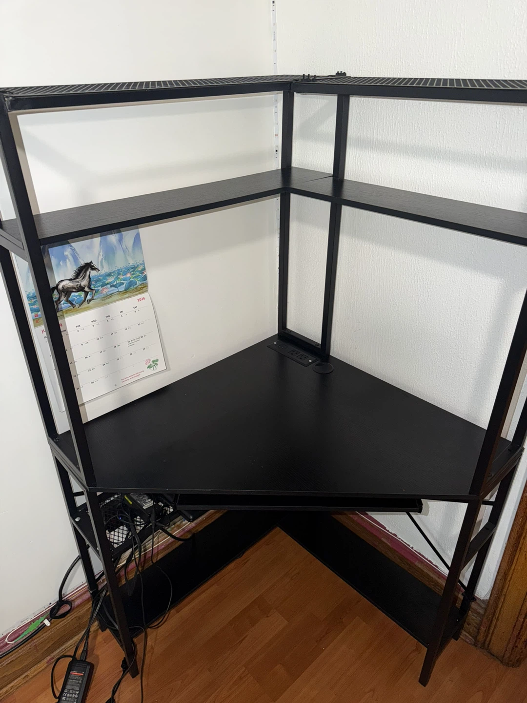 Black Corner Computer Desk with Shelving