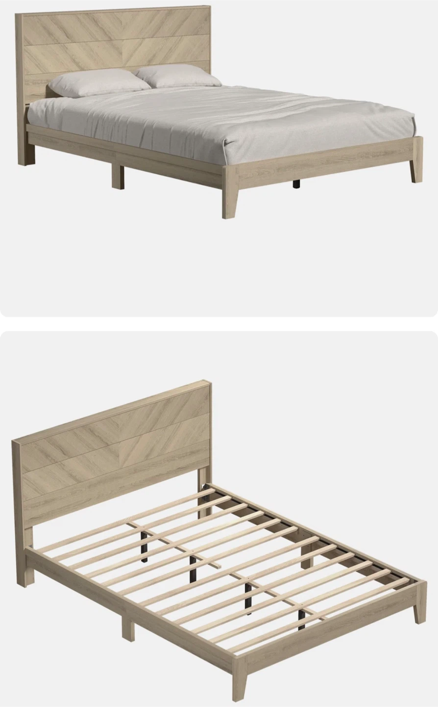 Wooden Bed Frame with Headboard - photo 2