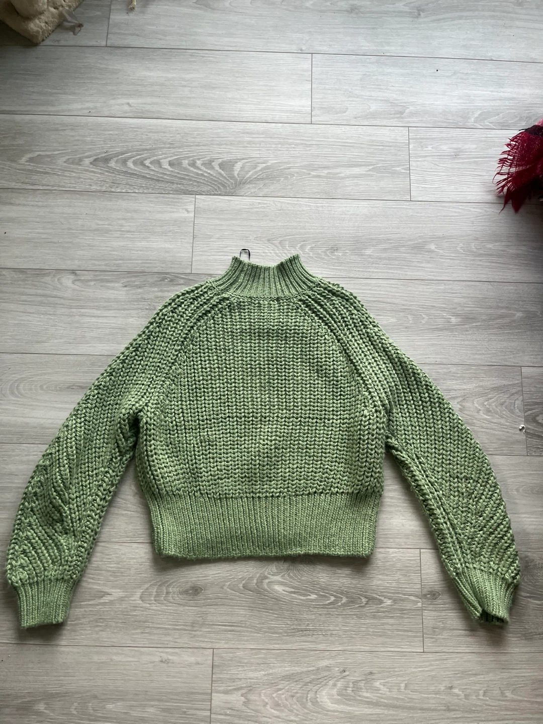 Green Mock Neck Knit Sweater