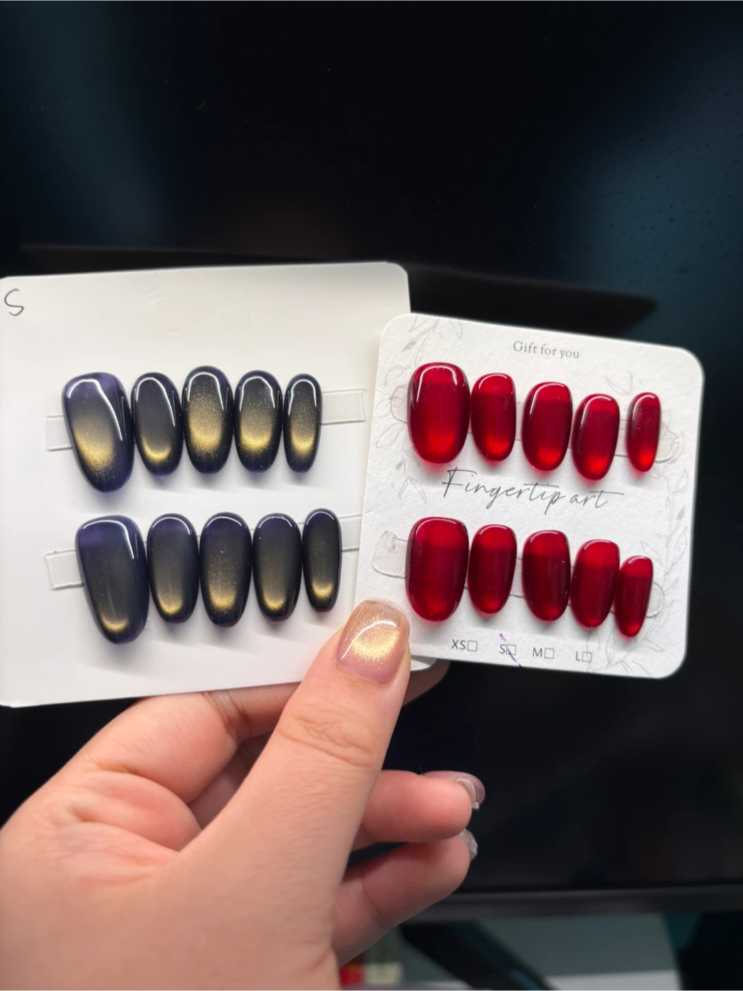 $10 for 2 eligible lists- 2 sets Press-On Nails - Cat Eye & Red