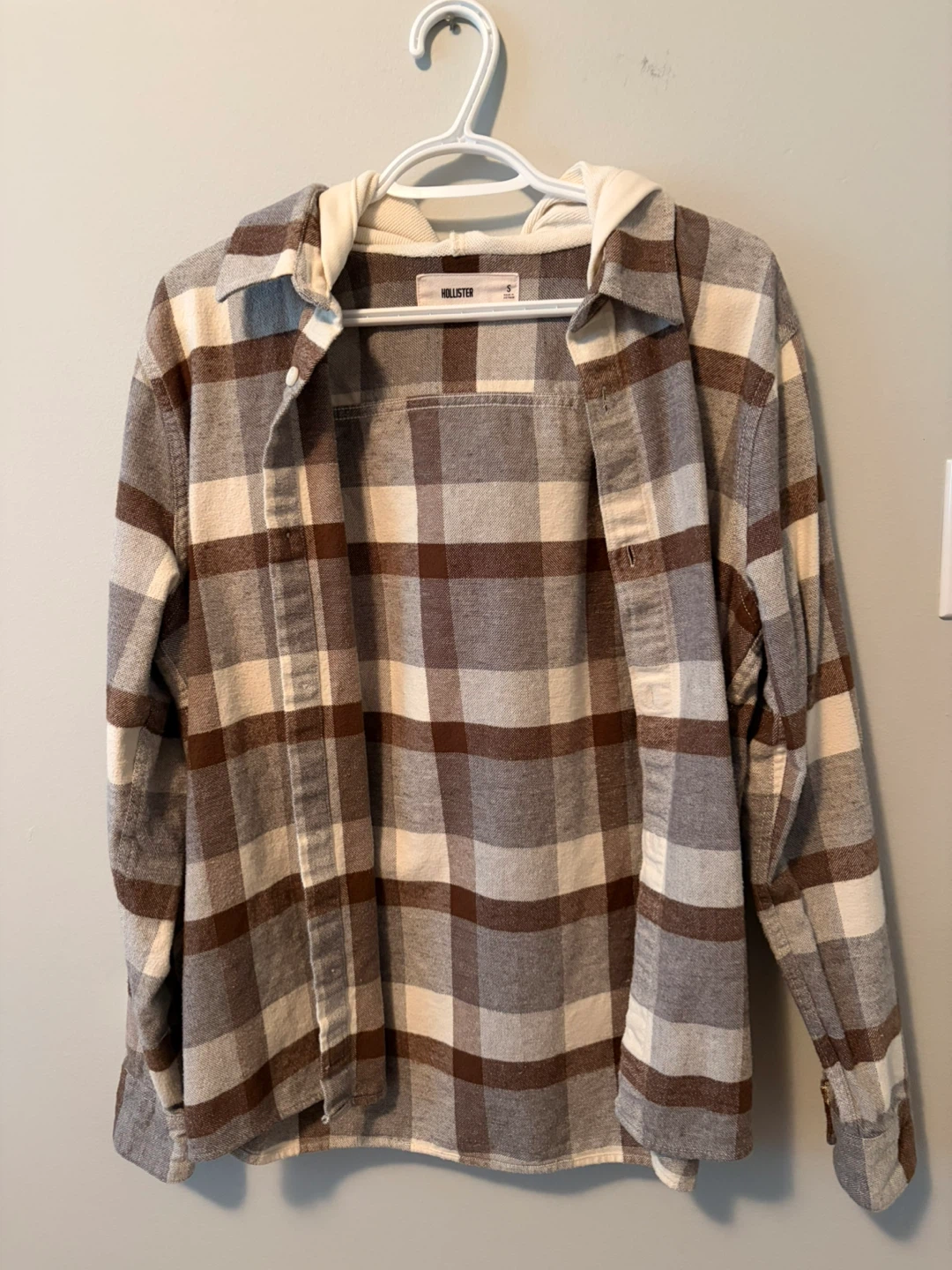 Hollister Plaid Button-Up Shirt with Hoodie - Size S