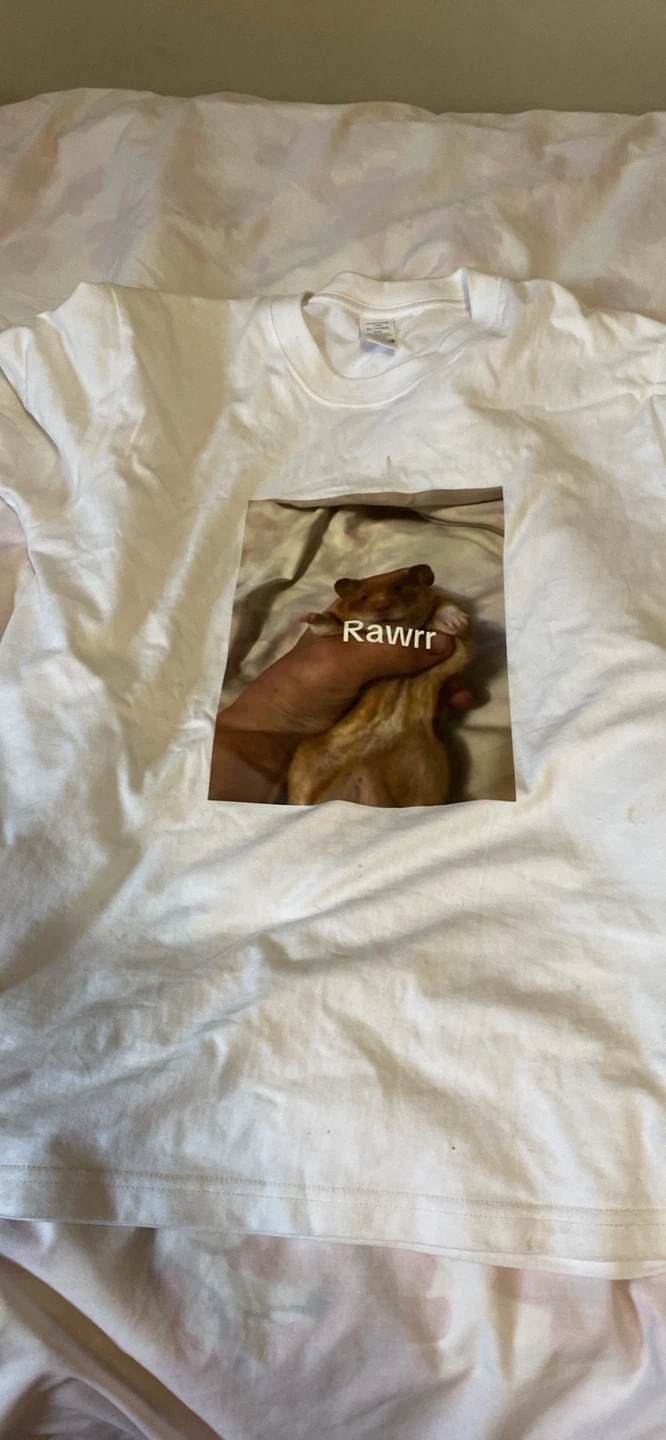 White T-Shirt with Hamster Graphic M - photo 2