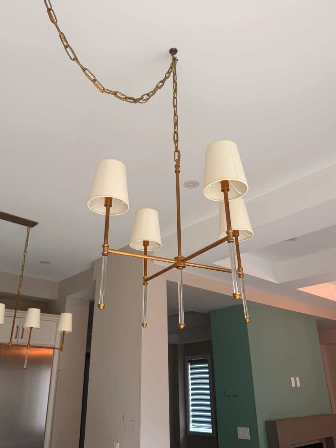 Brass Chandelier with Cream Shades