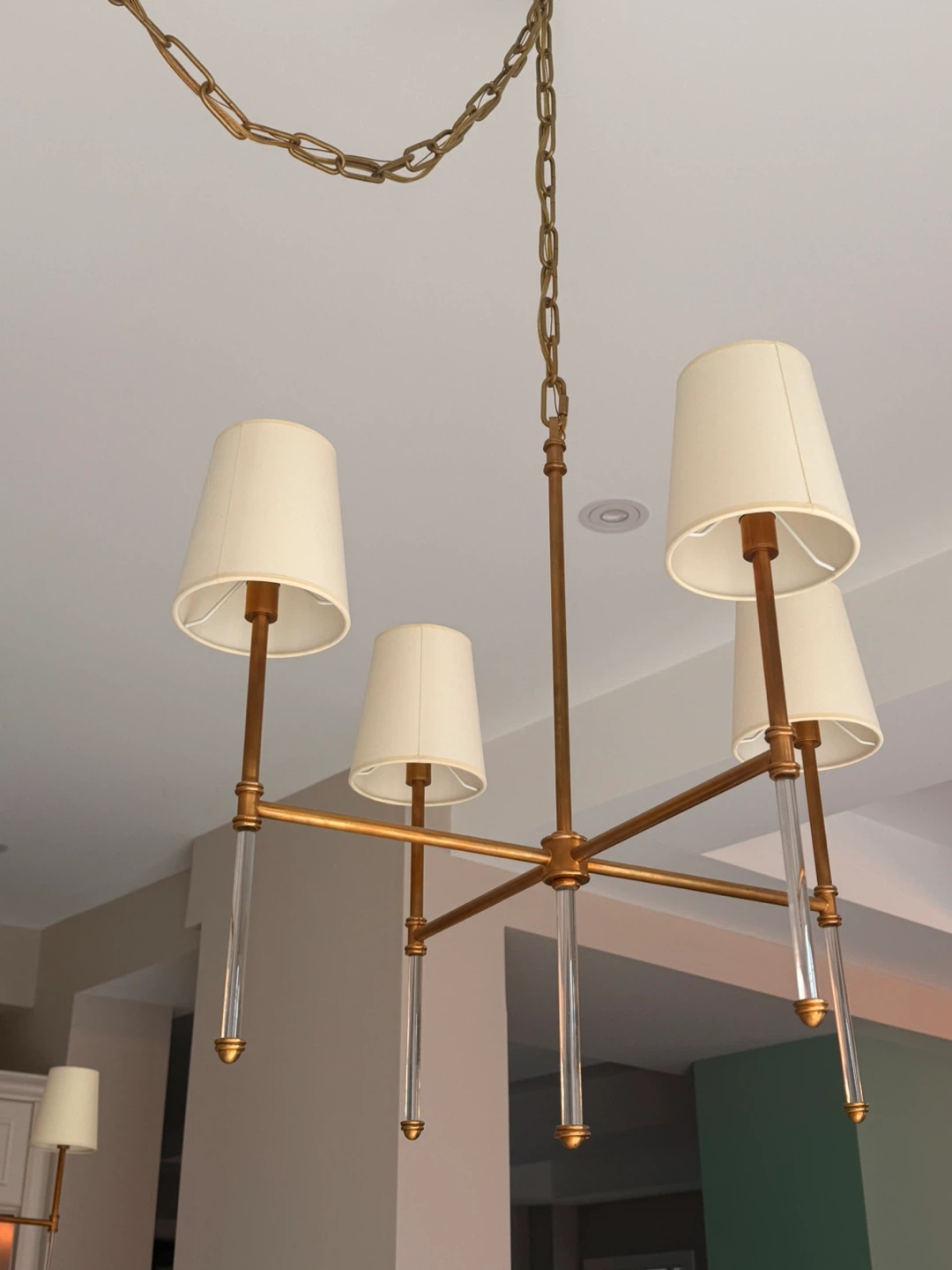 Brass Chandelier with Cream Shades - photo 2