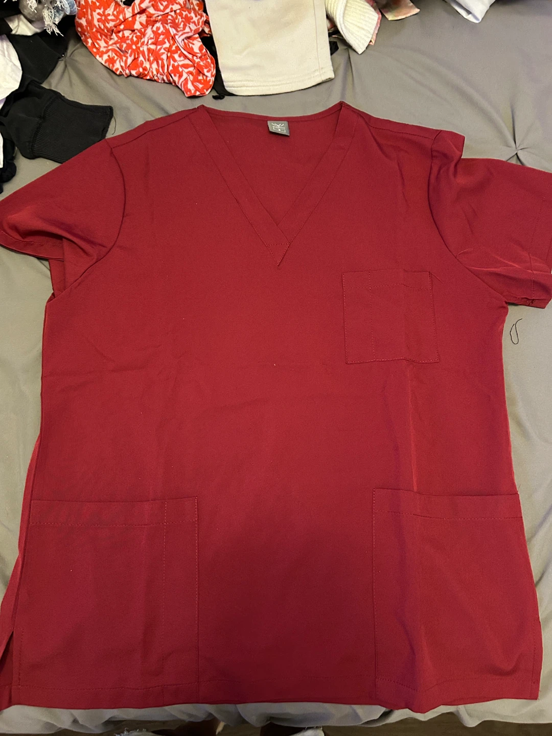 Red Scrub Top and Pants Set