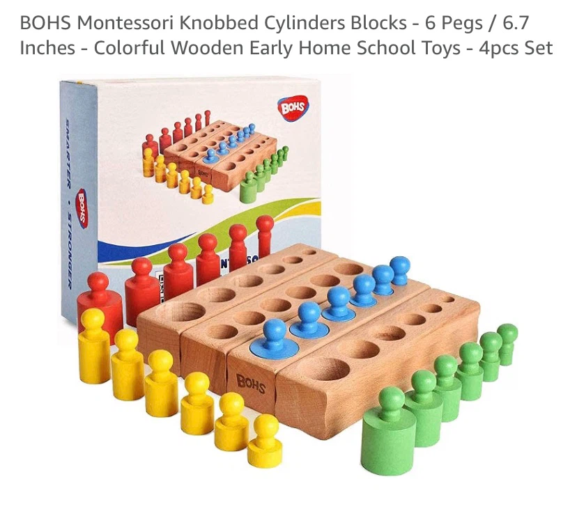 New Montessori Knobbed Cylinders Blocks