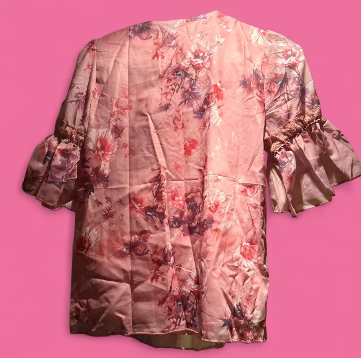 Pink Floral Ruffle Sleeve Top - photo 2