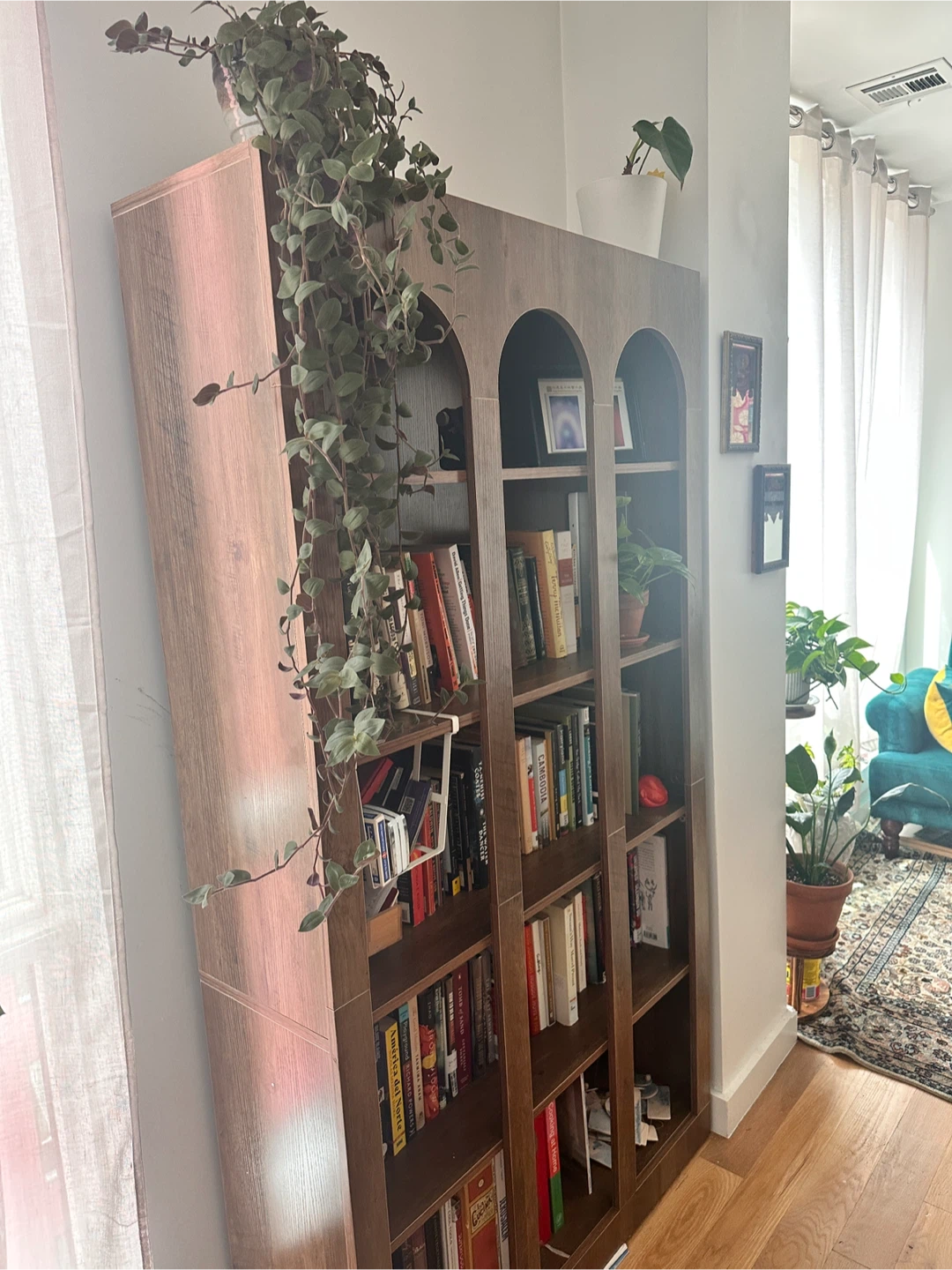 Tall Wooden Bookcase with Arched Top - photo 2