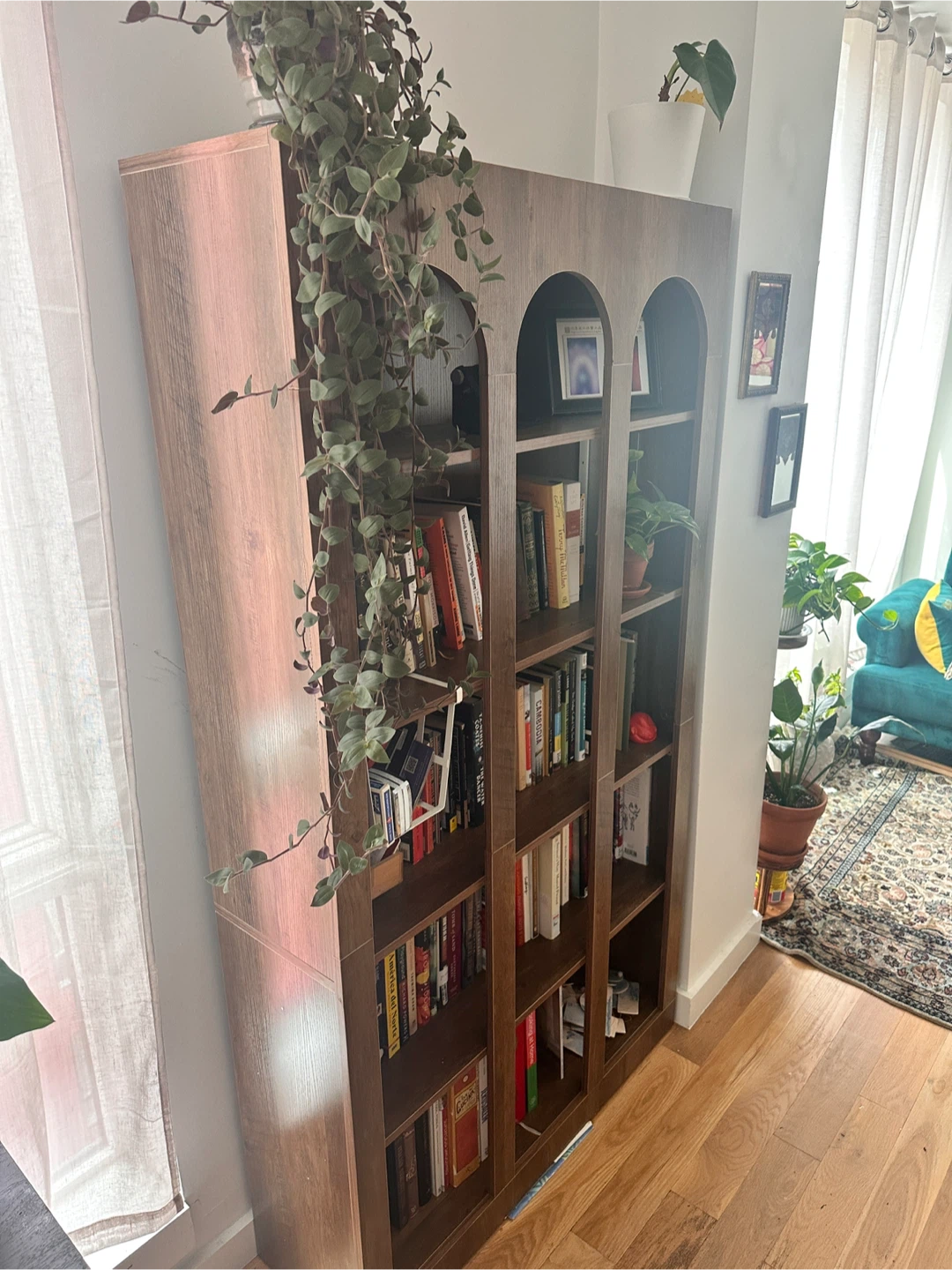 Tall Wooden Bookcase with Arched Top - photo 5