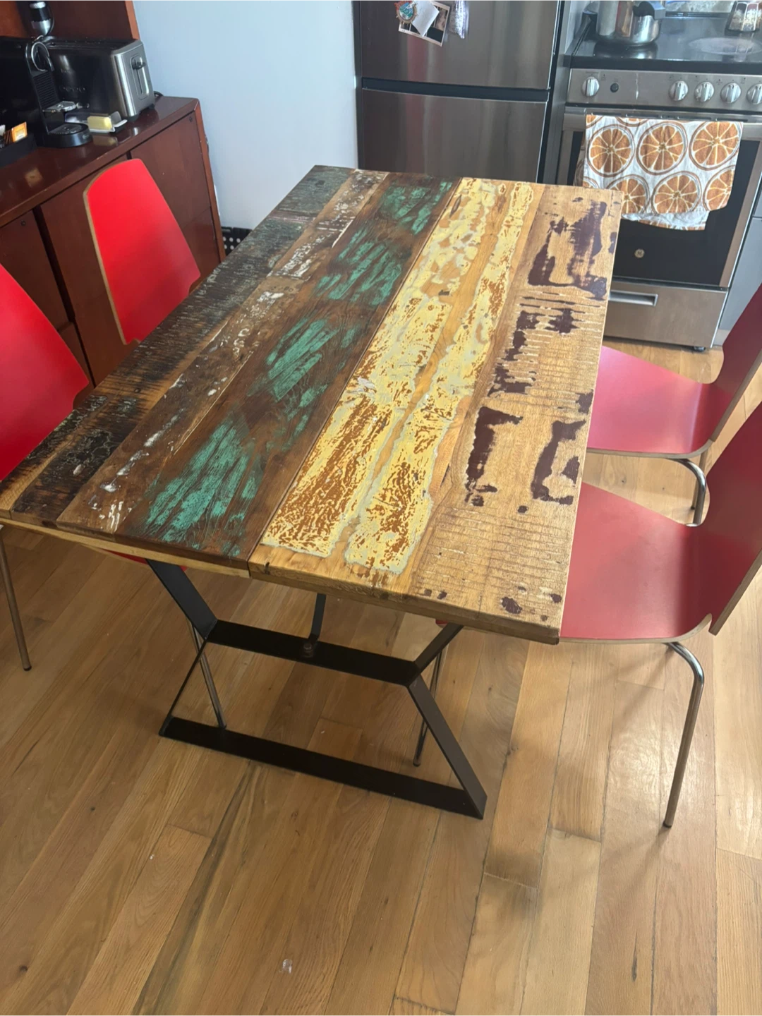 Rustic Reclaimed Wood Dining Table + 4 Chairs