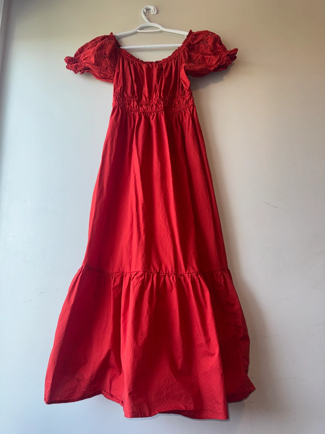 H&M Red Maxi Dress with Eyelet Detail