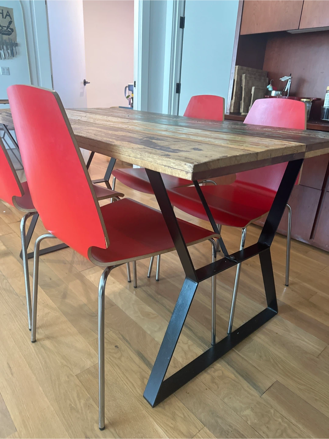Rustic Reclaimed Wood Dining Table + 4 Chairs - photo 4