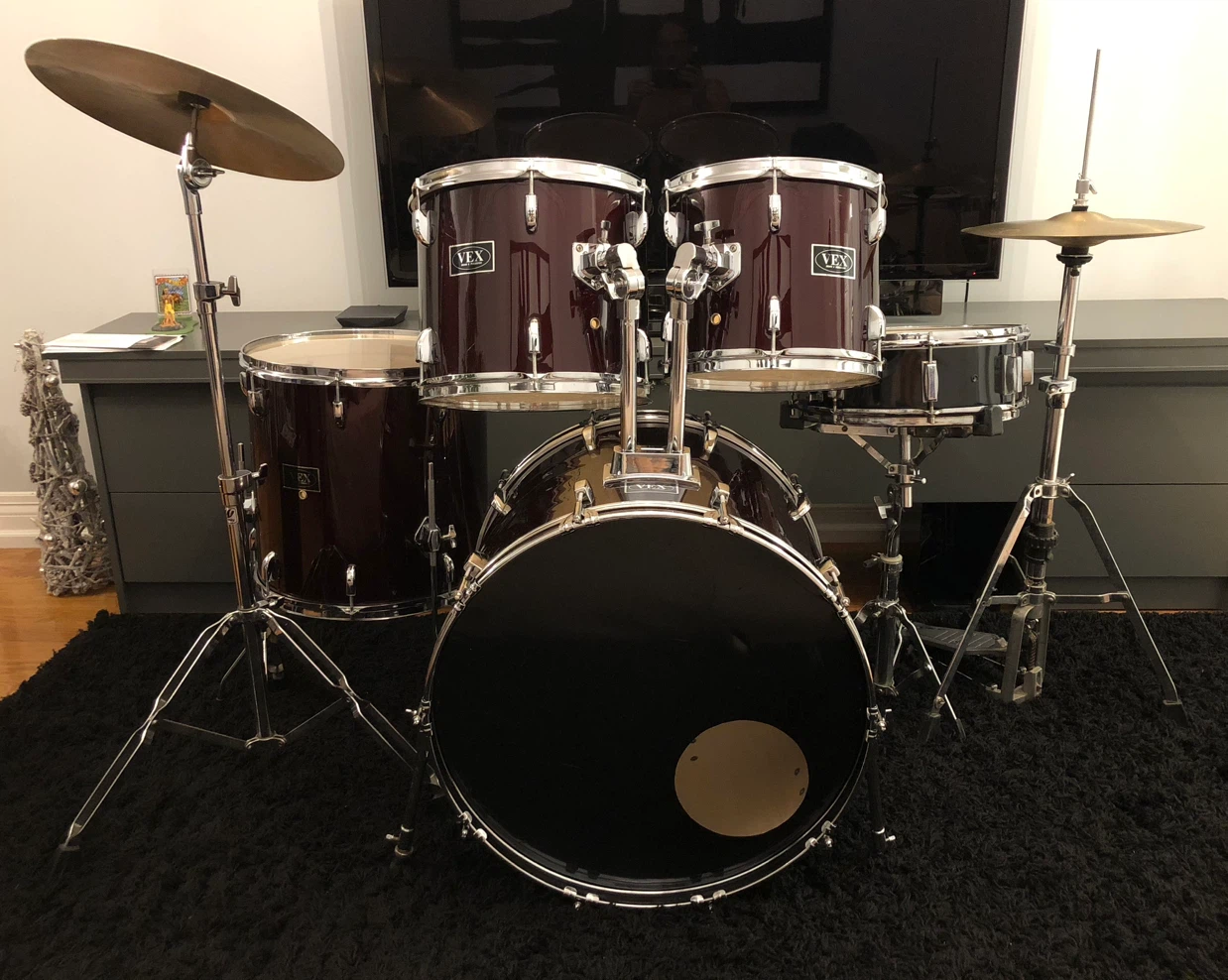 5-piece drum set - deep wine/burgundy