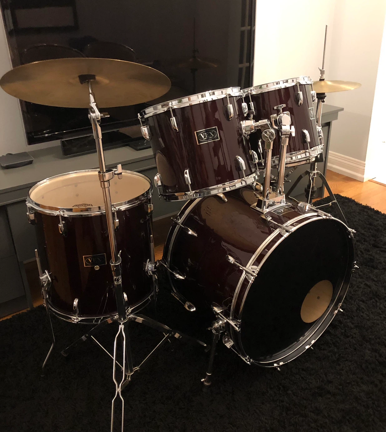 5-piece drum set - deep wine/burgundy - photo 3