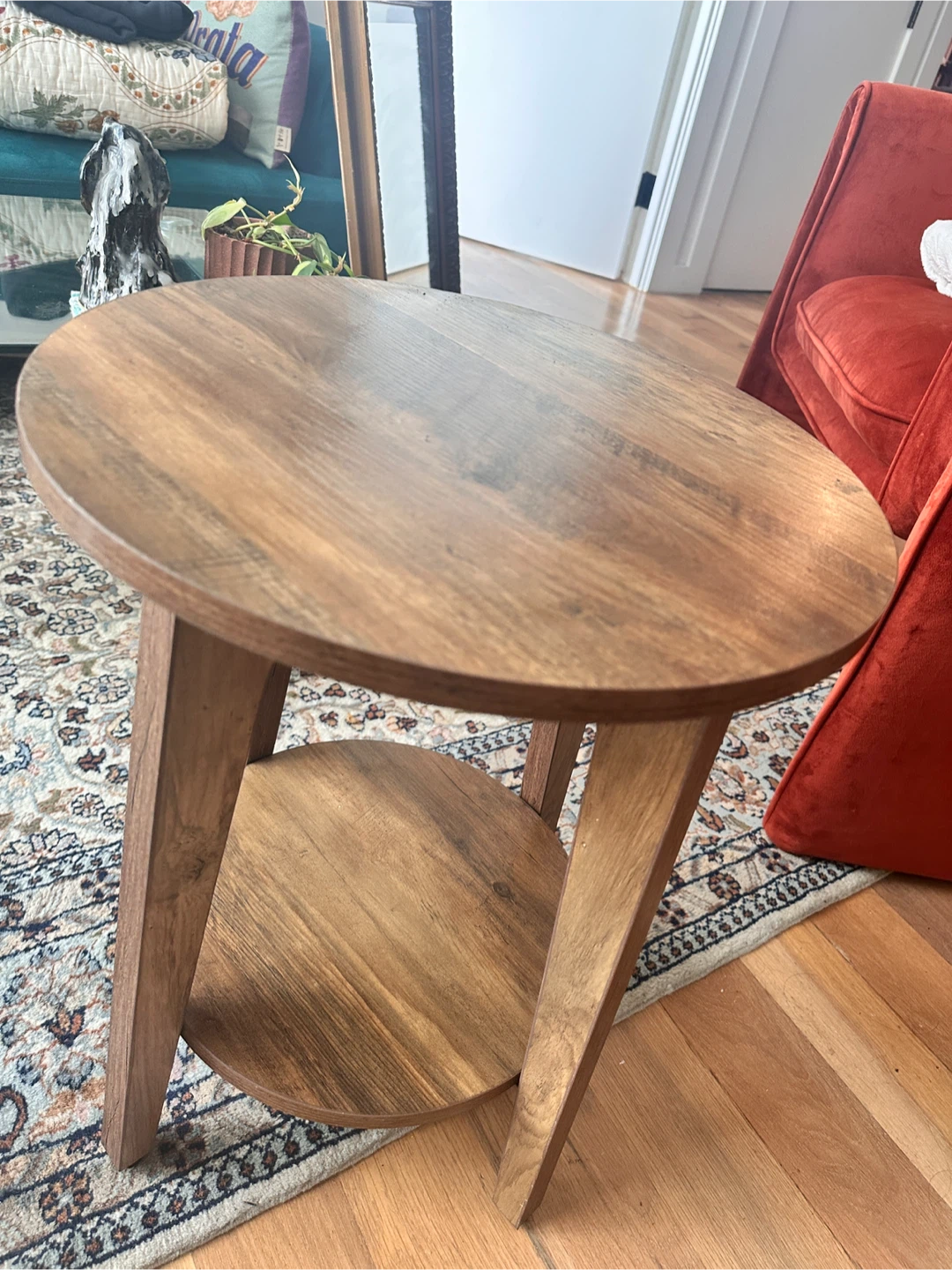Wooden Round End Table with Shelf - photo 3