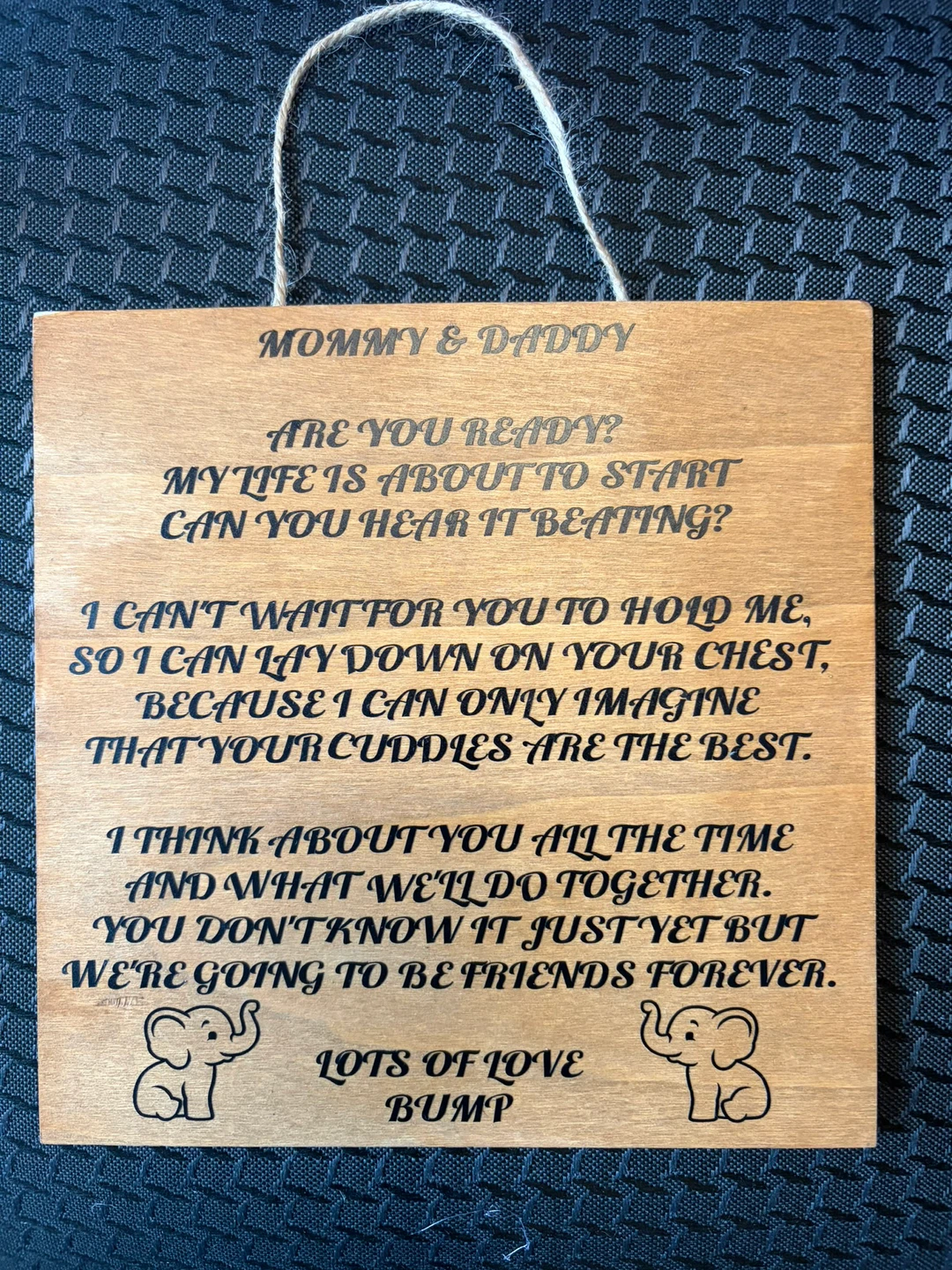 Wooden "Lots of Love Bump" Sign