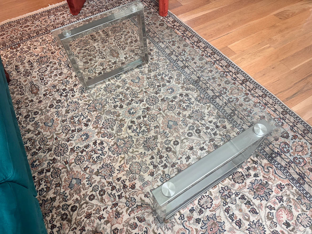 Glass Coffee Table with Metal Frame