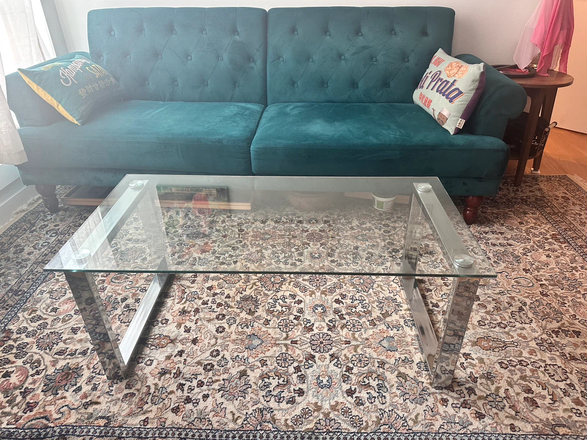 Glass Coffee Table with Metal Frame - photo 2