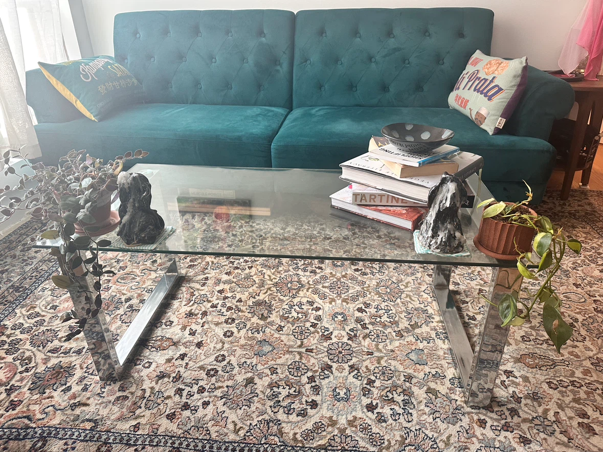 Glass Coffee Table with Metal Frame - photo 4
