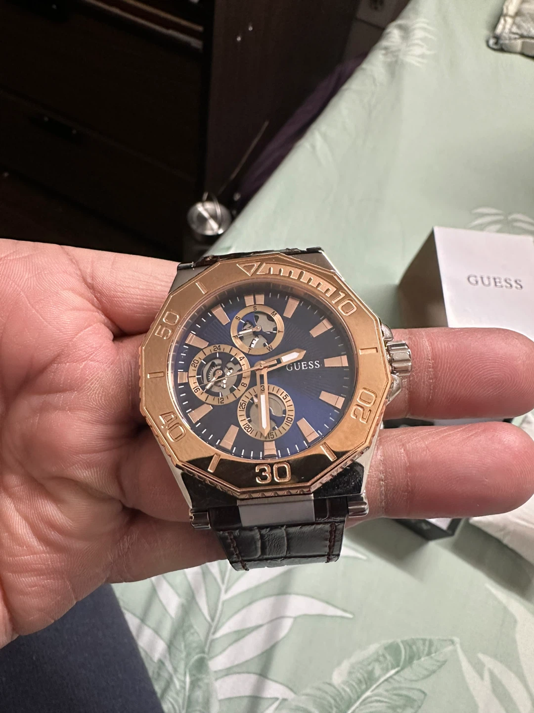 GUESS Men's Rose Gold Chronograph Watch