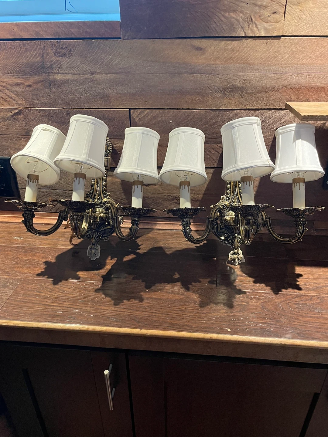 Vintage Brass Wall Sconces with Shades (Set of 2) - photo 5