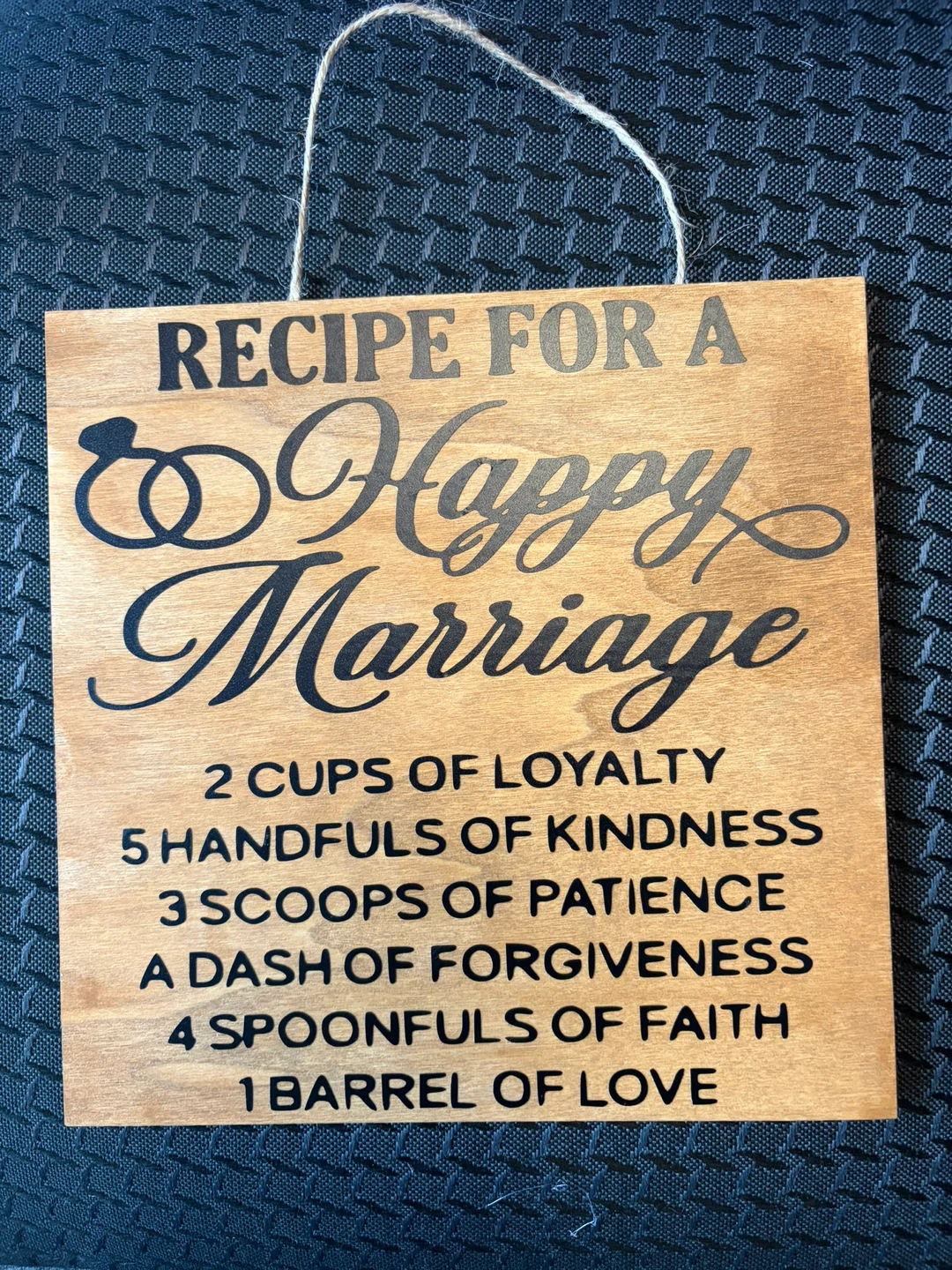 Wooden Sign Recipe for a Happy Marriage
