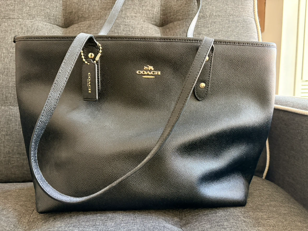 Coach Black Leather Tote Bag