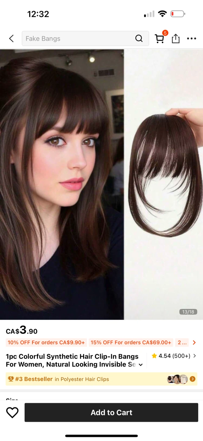 Synthetic Hair Clip-In Bangs
