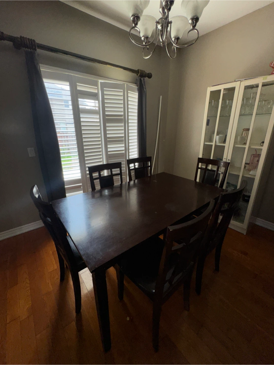 Dark Wood Dining Table and Chairs Set