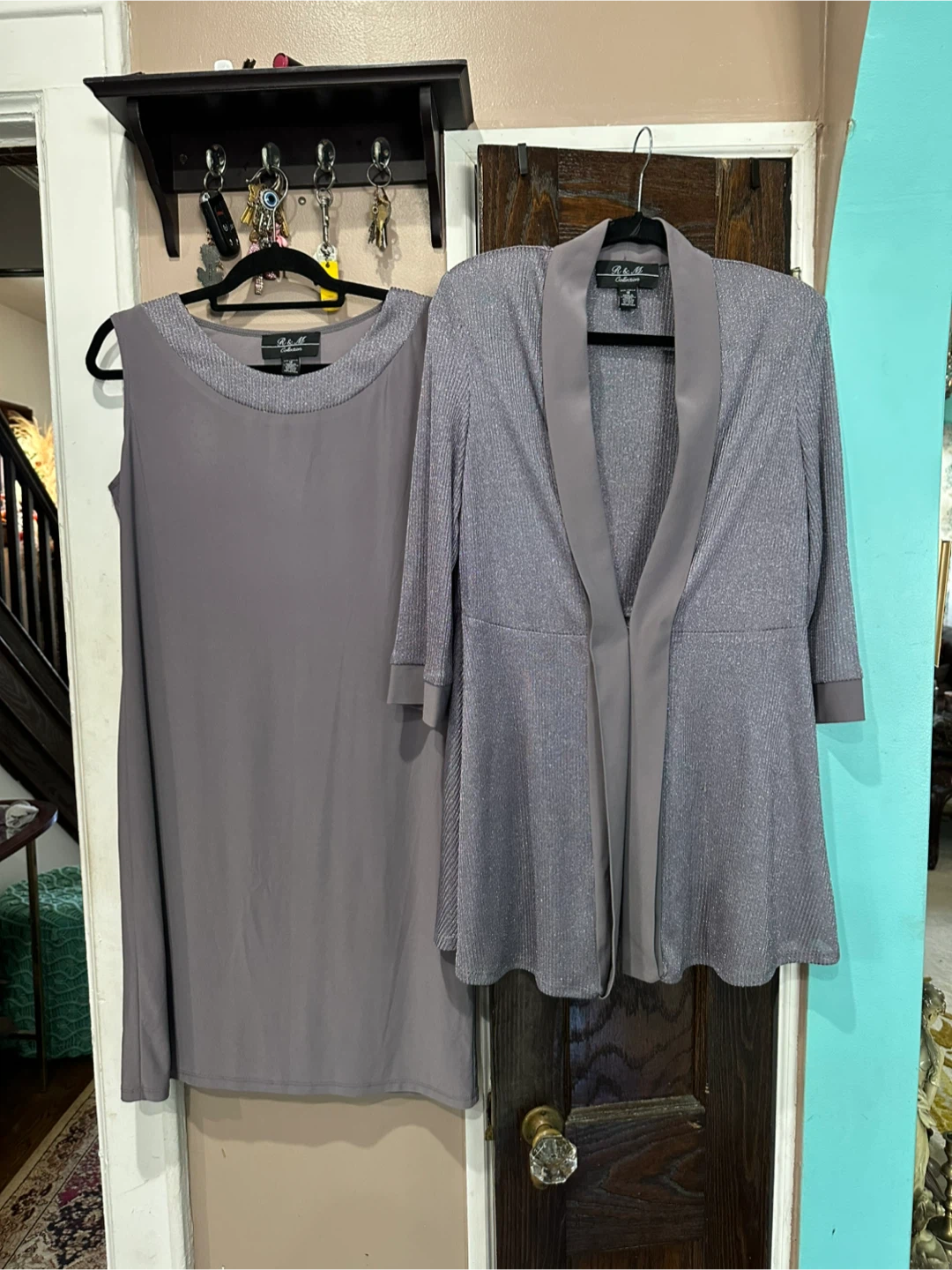 R&M Richards 2 Piece Sleeveless Midi Dress and Metalic Jacket