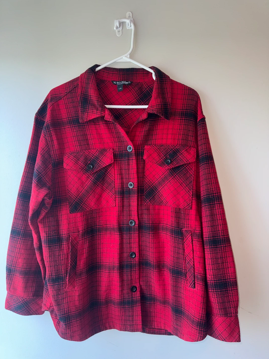 Red and Black Plaid Shacket - Size L