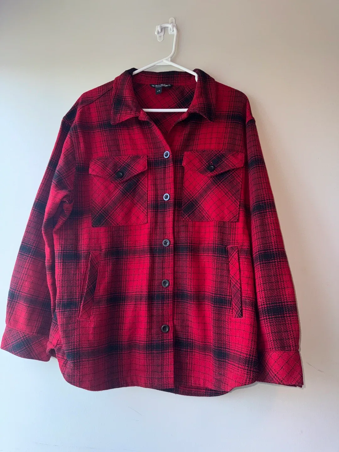 Red and Black Plaid Shacket - Size L - photo 2